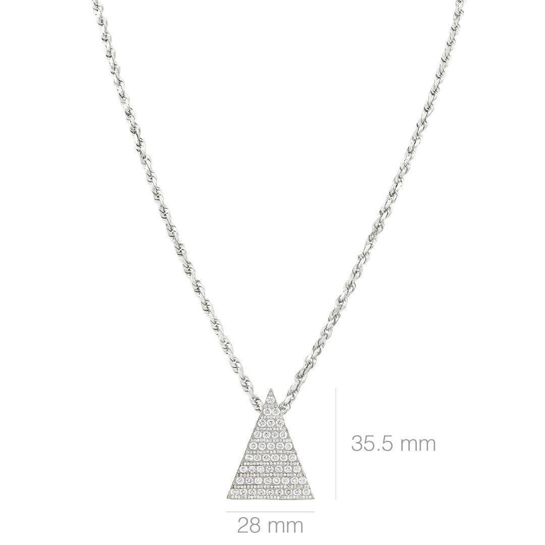 14k White Gold Diamond Pyramid Pendant 5.28 Ctw