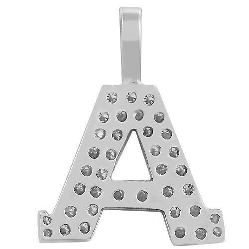 14K White Solid Gold Diamond Charm Pendant Letter A 1.10 Ctw – Avianne ...