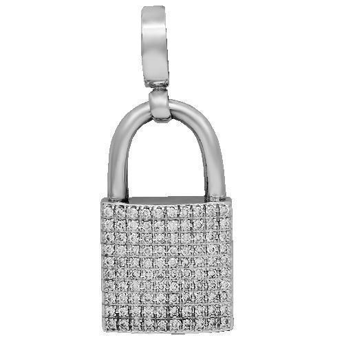 14K White 1/2 CTW Natural Diamond Lock Pendant - 87348-105-P