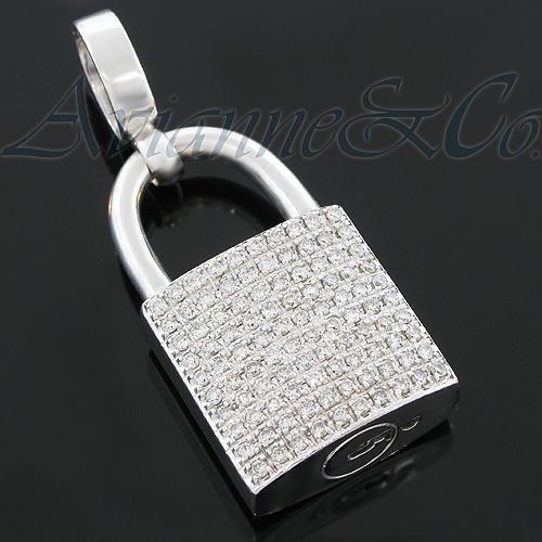 14K White 1/2 CTW Natural Diamond Lock Pendant - 87348-105-P