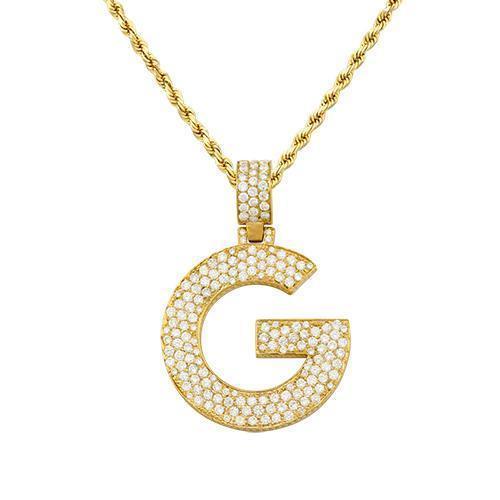 KC-N3760-G - 14k White Gold Diamond G Necklace – H.L. Gross