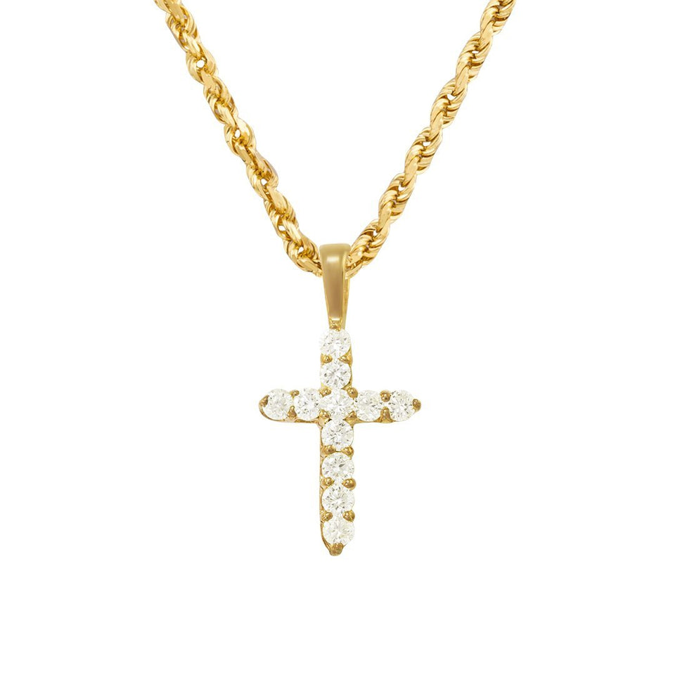 14k Yellow Gold Diamond Cross Pendant 0.5 Ctw – Avianne Jewelers