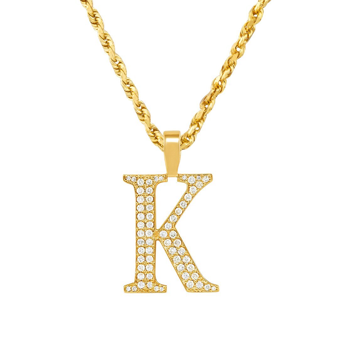 14K Gold Diamond Tag Initial Necklace