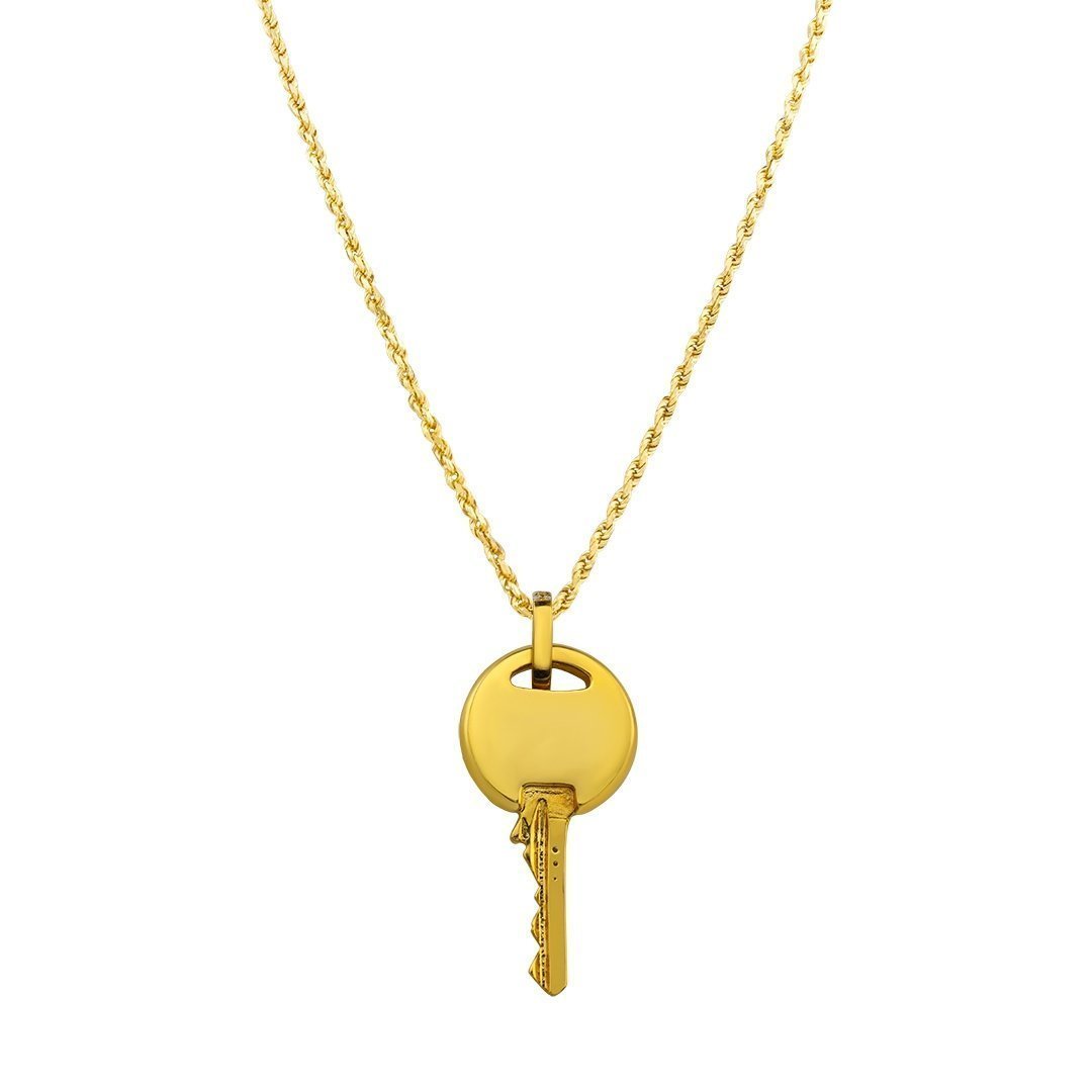Diamond pavé yellow gold key pendant — J. Sampieri