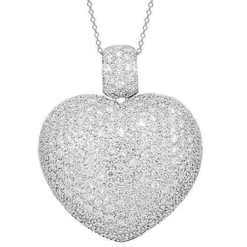 18K White Gold Diamond Heart Lock Necklace