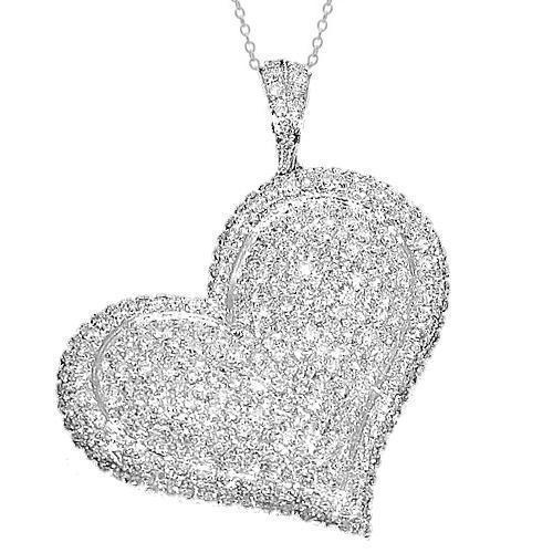 Lady's White 18 Karat LV Heart Pendant With 2Tw Round Diamonds