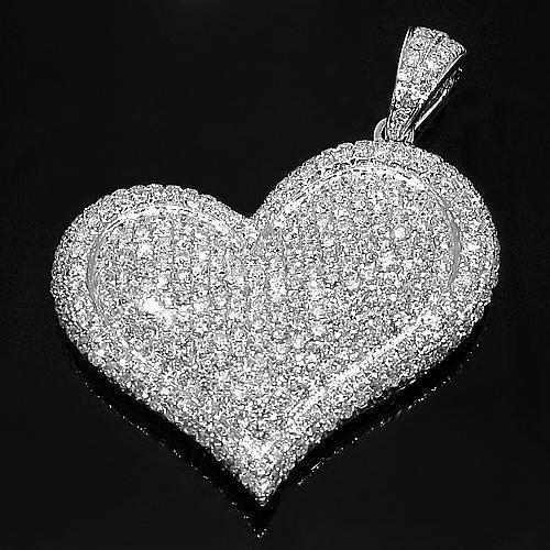 Puff Pave Diamond Heart Pendant in 14K White Gold