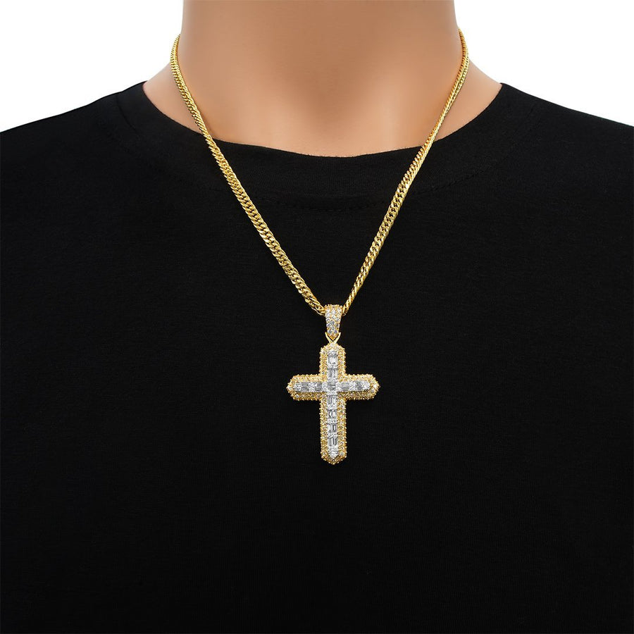 14k Yellow Gold Diamond Baguette Cross 2.59 Ctw – Avianne Jewelers