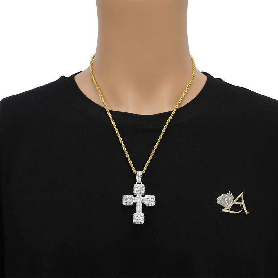 14k Yellow Gold Diamond Baguette Cross 5.65 Ctw – Avianne Jewelers