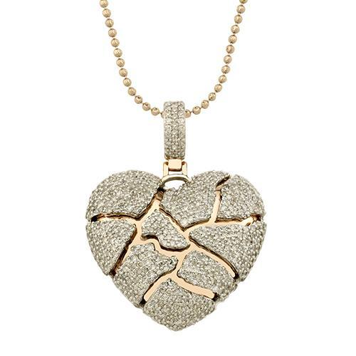 Loveboat Diamond Heart Pendant Necklace in Sterling and 10K Rose Gold