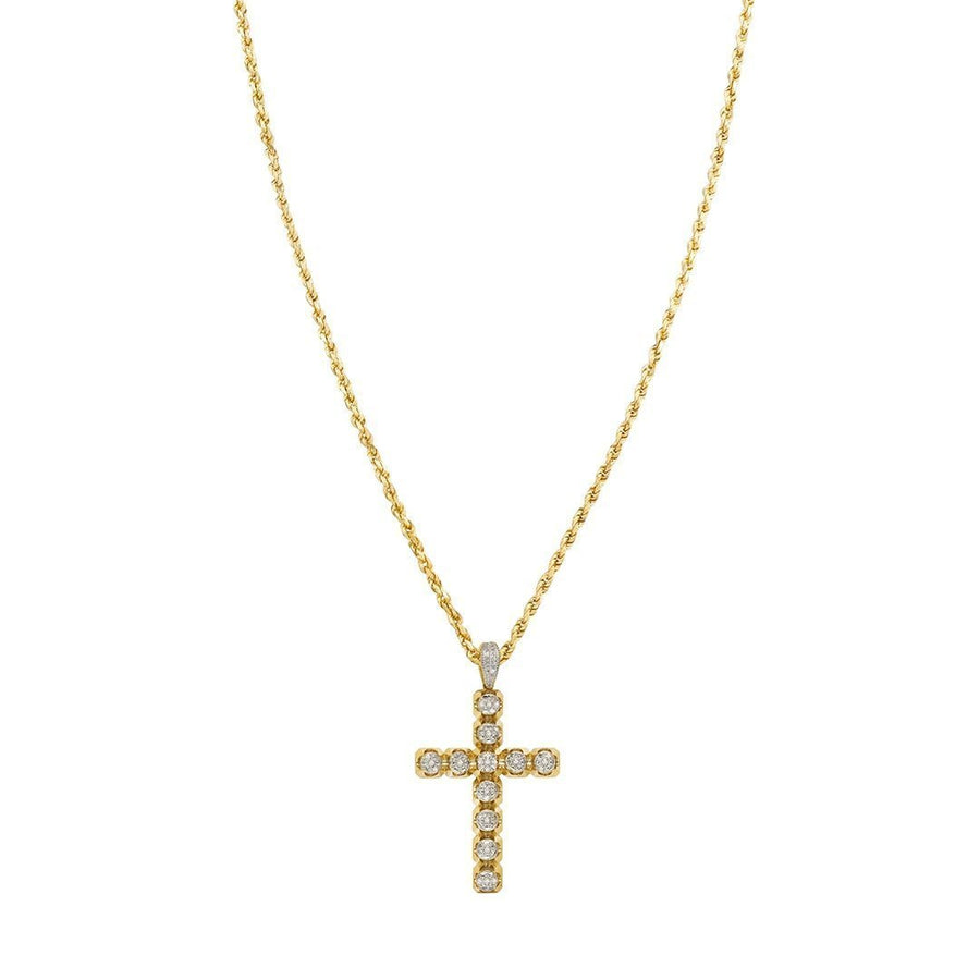 10k Yellow Gold Diamond Cross Pendant 0.15 Ctw – Avianne Jewelers