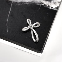 Thumbnail for White Diamond Cross Pendant in 14k White Gold 0.05 Ctw