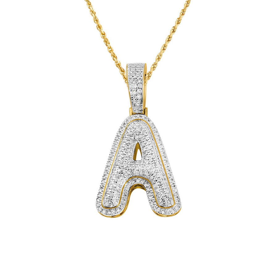 10k Yellow Gold Diamond Letter A Pendant 0.33 Ctw – Avianne Jewelers