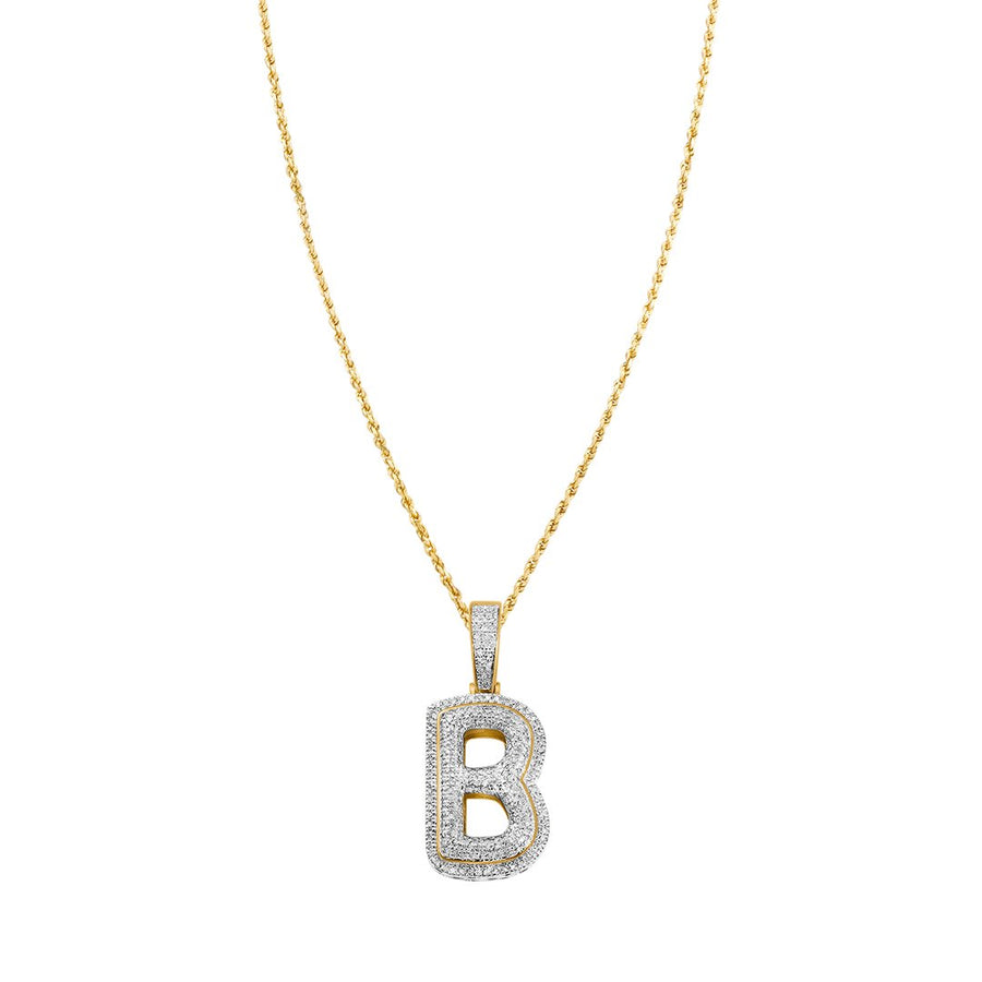 10k Yellow Gold Diamond Letter B Pendant 0.37 Ctw – Avianne Jewelers