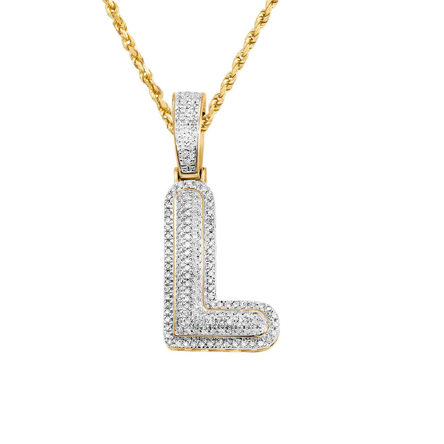 10k Yellow Gold Diamond Letter L Pendant 0.25 Ctw – Avianne Jewelers