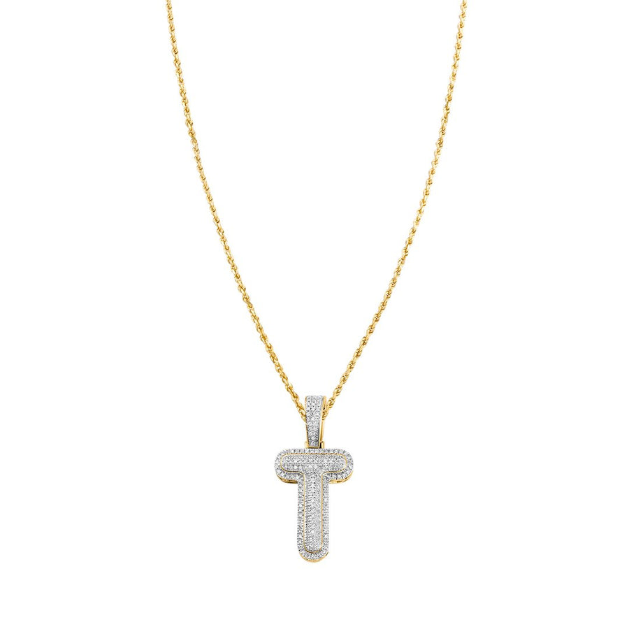 10k Yellow Gold Diamond Letter T Pendant 0.24 Ctw – Avianne Jewelers