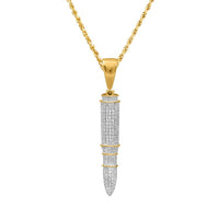 Thumbnail for 10k Yellow Gold Diamond Missile Pendant .71 Ctw