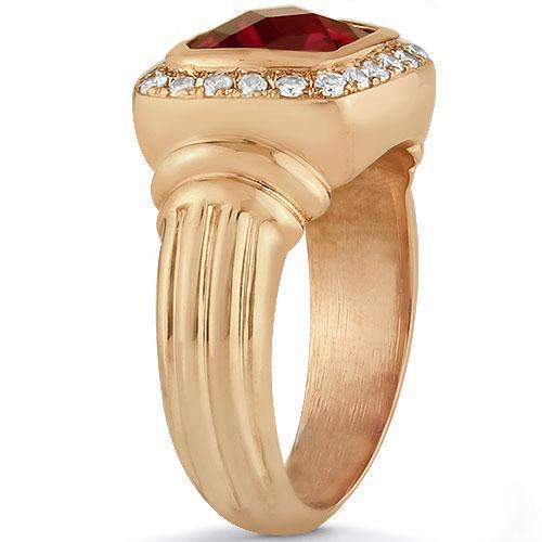 MASOP Mens 316L Stainless Steel Cocktail Ring Oval Created Ruby Gold Tone  Rings Jewelry Accessories