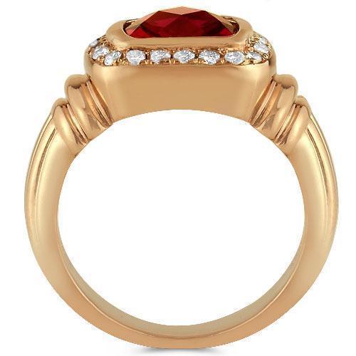 MASOP Mens 316L Stainless Steel Cocktail Ring Oval Created Ruby Gold Tone  Rings Jewelry Accessories