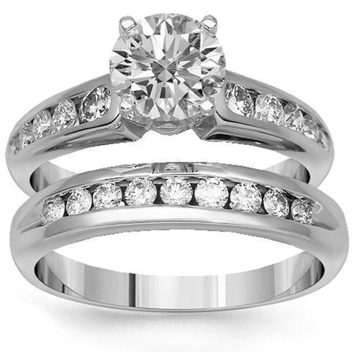 14k Solid White Gold Diamond Bridal Ring Set 1 81 Ctw Avianne Jewelers