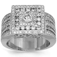 Thumbnail for 14K Solid White Gold Mens Diamond Ring 3.43 Ctw