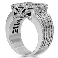 Thumbnail for 14K Solid White Gold Mens Diamond Ring 3.43 Ctw