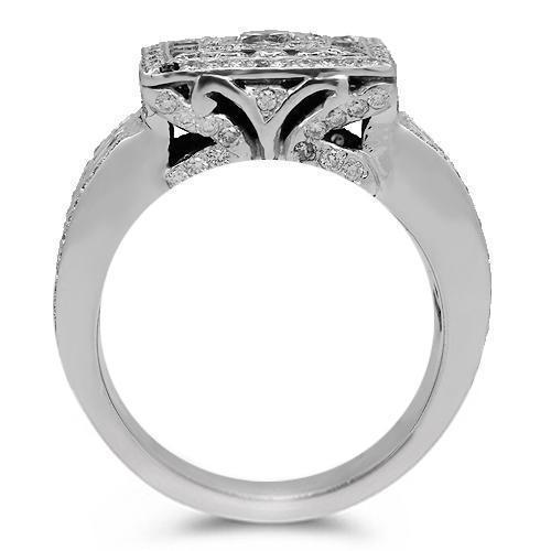 14K Solid White Gold Mens Diamond Ring 3.43 Ctw