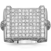 Thumbnail for 14K Solid White Gold Mens Diamond Ring 3.50 Ctw