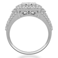 Thumbnail for 14K Solid White Gold Womens Diamond Cocktail Ring 1.48 Ctw