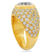 Thumbnail for 14K Solid Yellow Gold Mens Diamond Ring 10.01 Ctw