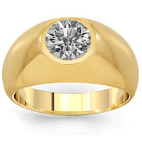 Thumbnail for 14K Solid Yellow Gold Mens Solitaire Clarity Enhanced Diamond Ring 1.45 Ctw