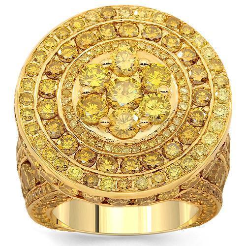 10k Yellow Gold Mens 11mm Pave Canary Diamond Diamond Fashion Band Ring  0.75 ct - Walmart.com