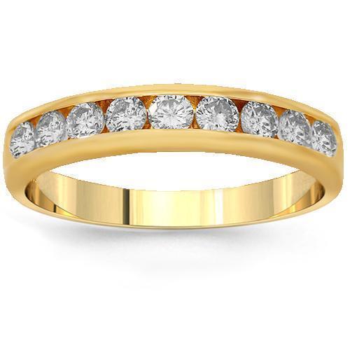  14K Rose Gold Halfway Diamond Anniversary Band Wedding Ring For  Women : Handmade Products