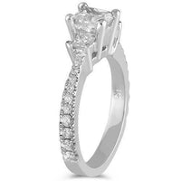 Thumbnail for 14K White Solid Gold GAI Certified Natural Diamond Engagement Ring 1.65 Ctw