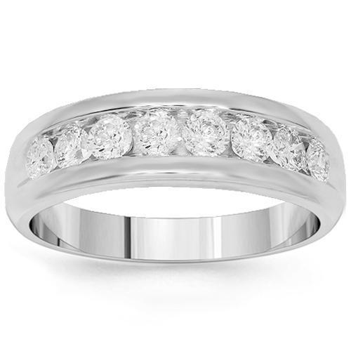 14K White Solid Gold Mens Diamond Wedding Ring Band 1.50 Ctw – Avianne ...