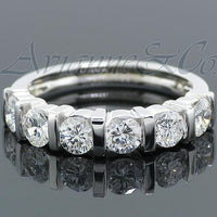 Thumbnail for 14K White Solid Gold Womens Diamond Wedding Ring Band 1.25 Ctw