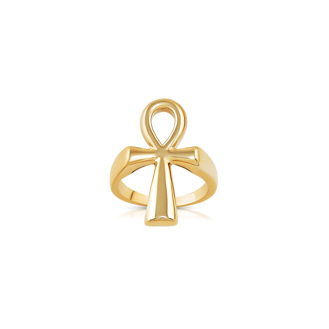 0.10CTW Natural Diamond 10K Yellow Gold Ankh Cross Ring | eBay