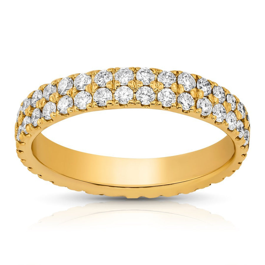 14K Yellow Gold Two Row Eternity Diamond Band 1.25 Ctw – Avianne Jewelers