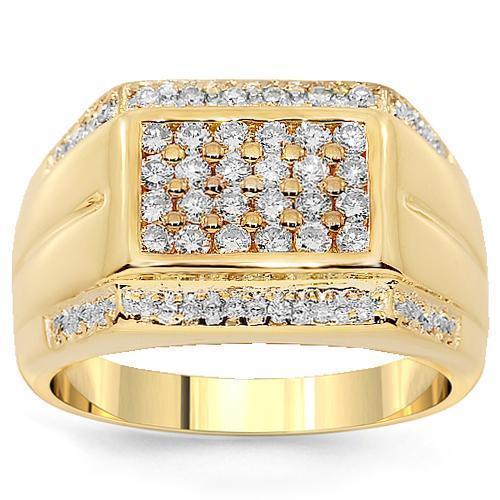 14K Yellow Solid Gold Mens Diamond Ring 1.00 Ctw – Avianne Jewelers