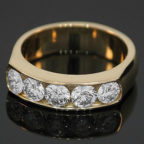 14K Yellow Solid Gold Womens Diamond Wedding Band 1.30 Ctw