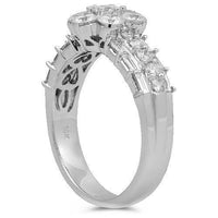 Thumbnail for 18K Solid White Gold Womens Diamond Cluster Ring 1.50 Ctw