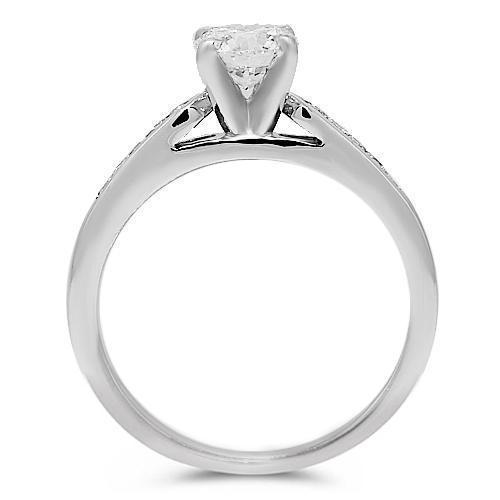 18K White Solid Gold Diamond Bridal Ring Set 1.24 Ctw