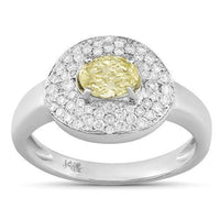 Thumbnail for Fancy Yellow Center Stone Diamond Ring in 14k White Gold 1.30 Ctw