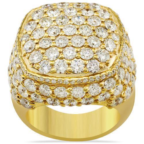 Mens Diamond Pinky Ring 14k Yellow Gold 8.82 Ctw