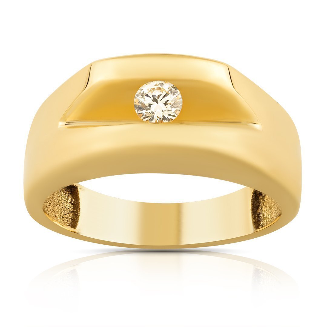 MEN'S 14KT GOLD 3/4 CT ROUND DIAMOND SOLITAIRE RING – GDS