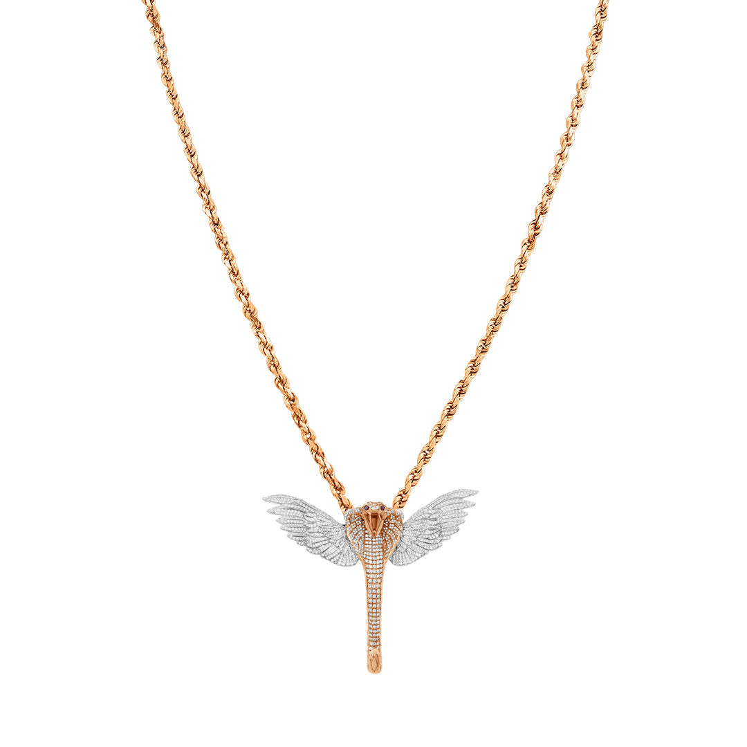 Rose Gold & Diamond Wing Snake Pendant