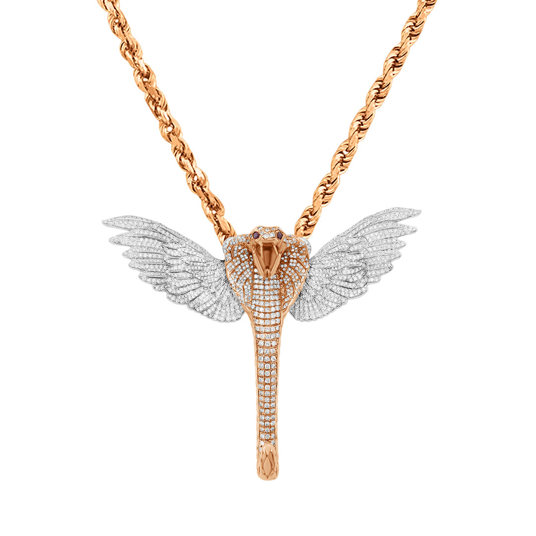 Rose Gold & Diamond Wing Snake Pendant